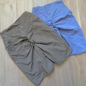 CSB High-Waist Scrunch Biker Shorts Taupe & Dusty Periwinkle Blue XS
